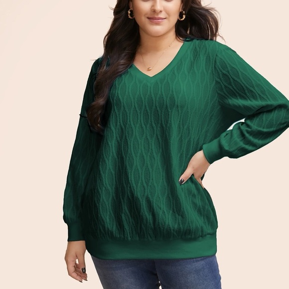 BloomChic Plus Size 6XL Rib Knit Plain Elastic Cuffs Sweatshirt us 30 - Picture 1 of 6